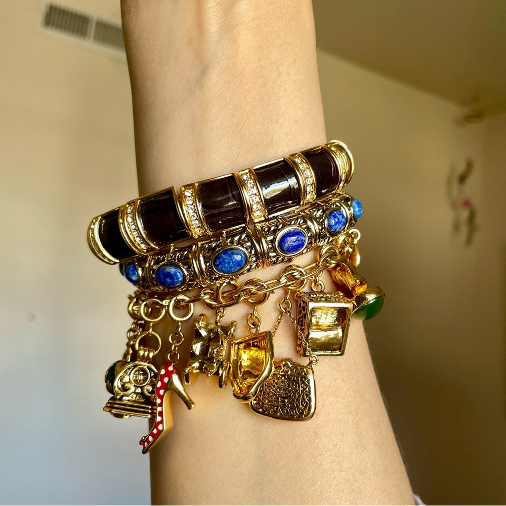 Joan Rivers Gold Charm Bracelet Watch Bracelet Lot